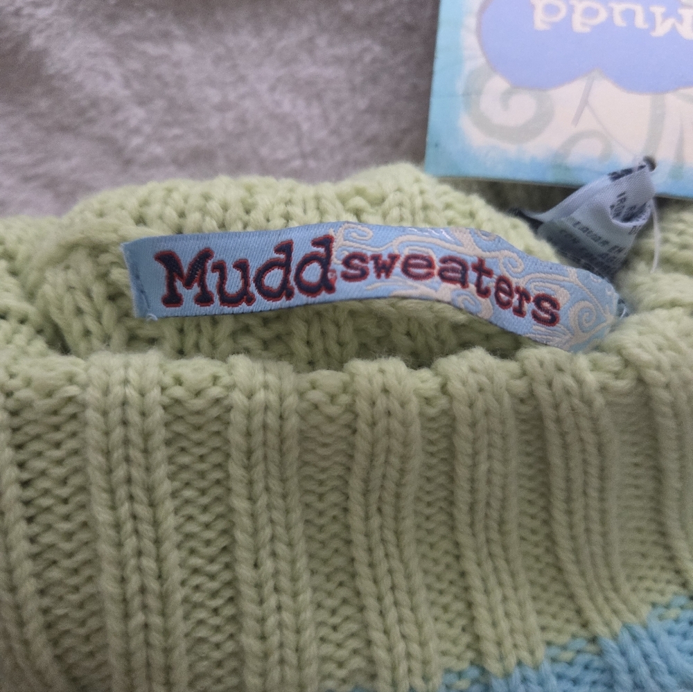 Vintage Deadstock Mudd Light Green and Blue Turtleneck Sweater - Picture 6 of 7